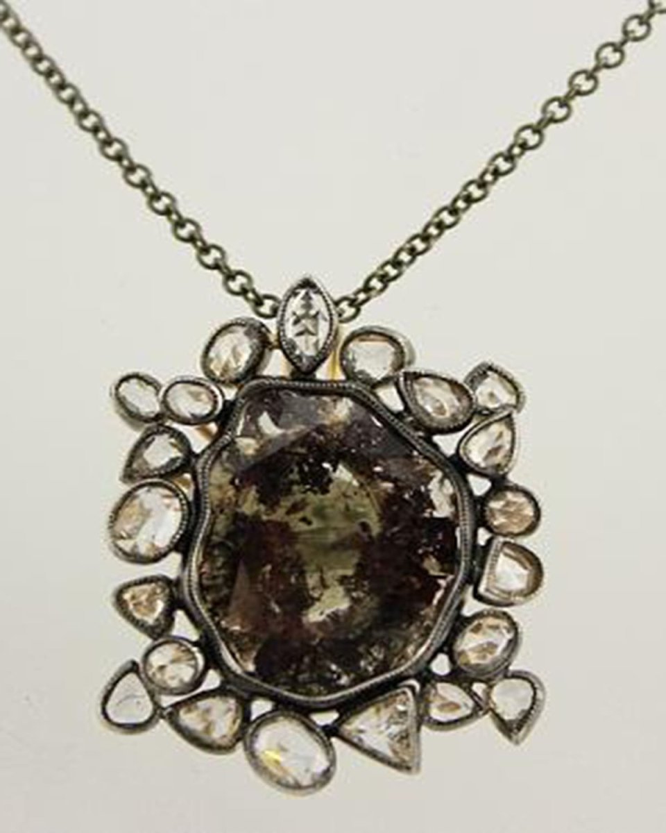 18K White Gold Diamond Pendant Necklace with Black Rhodium